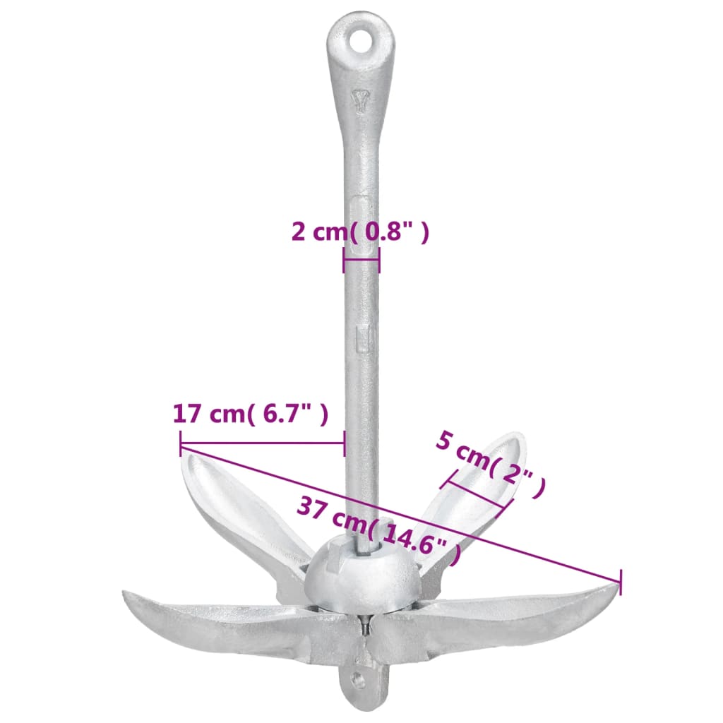 Sammenleggbart anker sølv 3,2 kg smibart jern