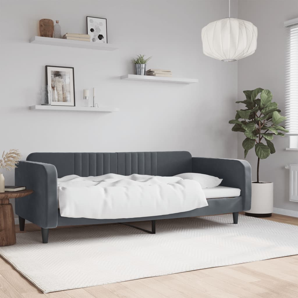 Dagseng mørkegrå 90x190 cm fløyel