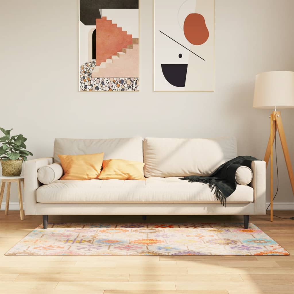 Teppe vaskbart flerfarget 80x150 cm