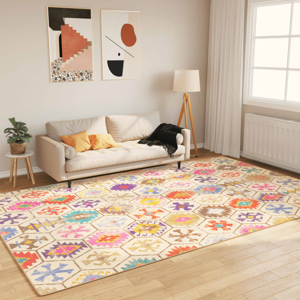 Teppe vaskbart flerfarget 190x300 cm