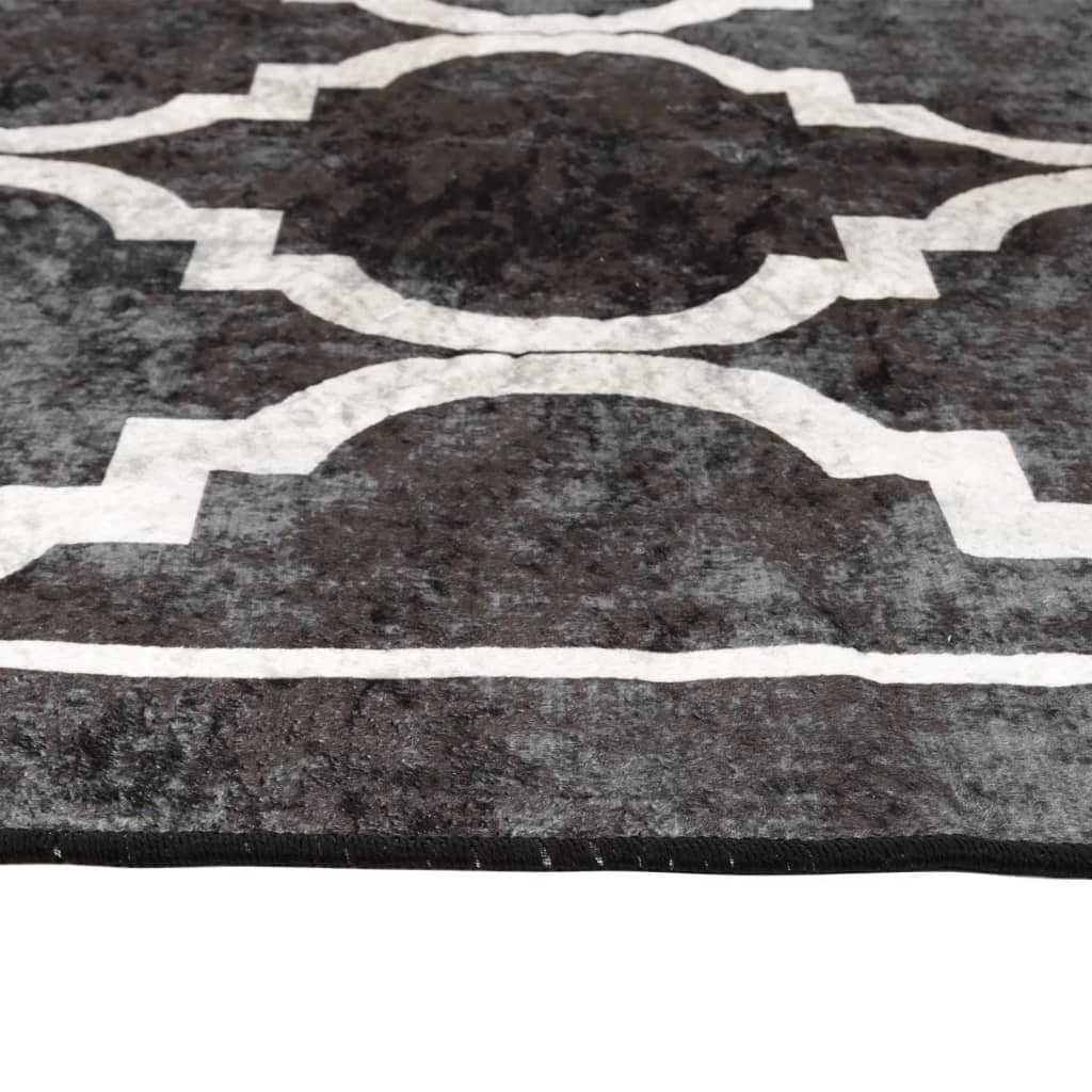 Teppe vaskbart svart og hvit 160x230 cm