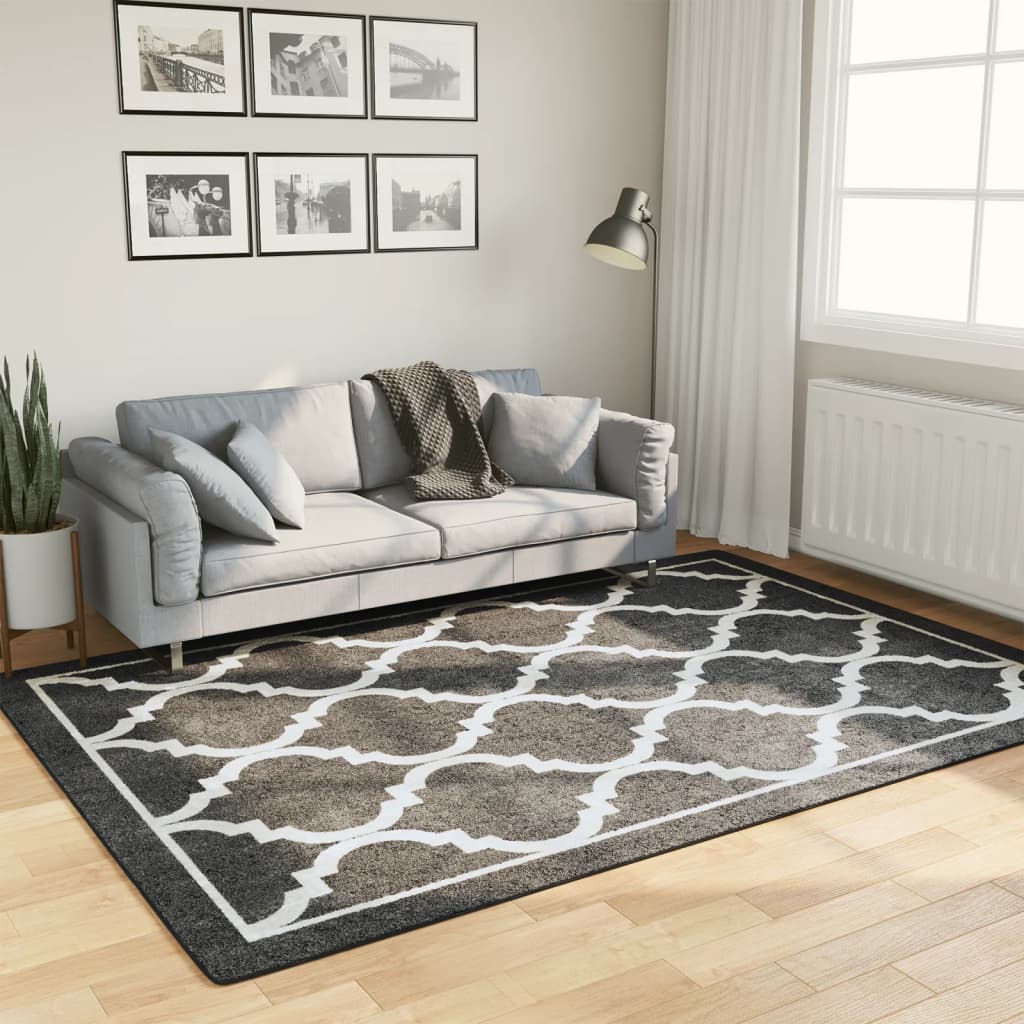 Teppe vaskbart svart og hvit 160x230 cm