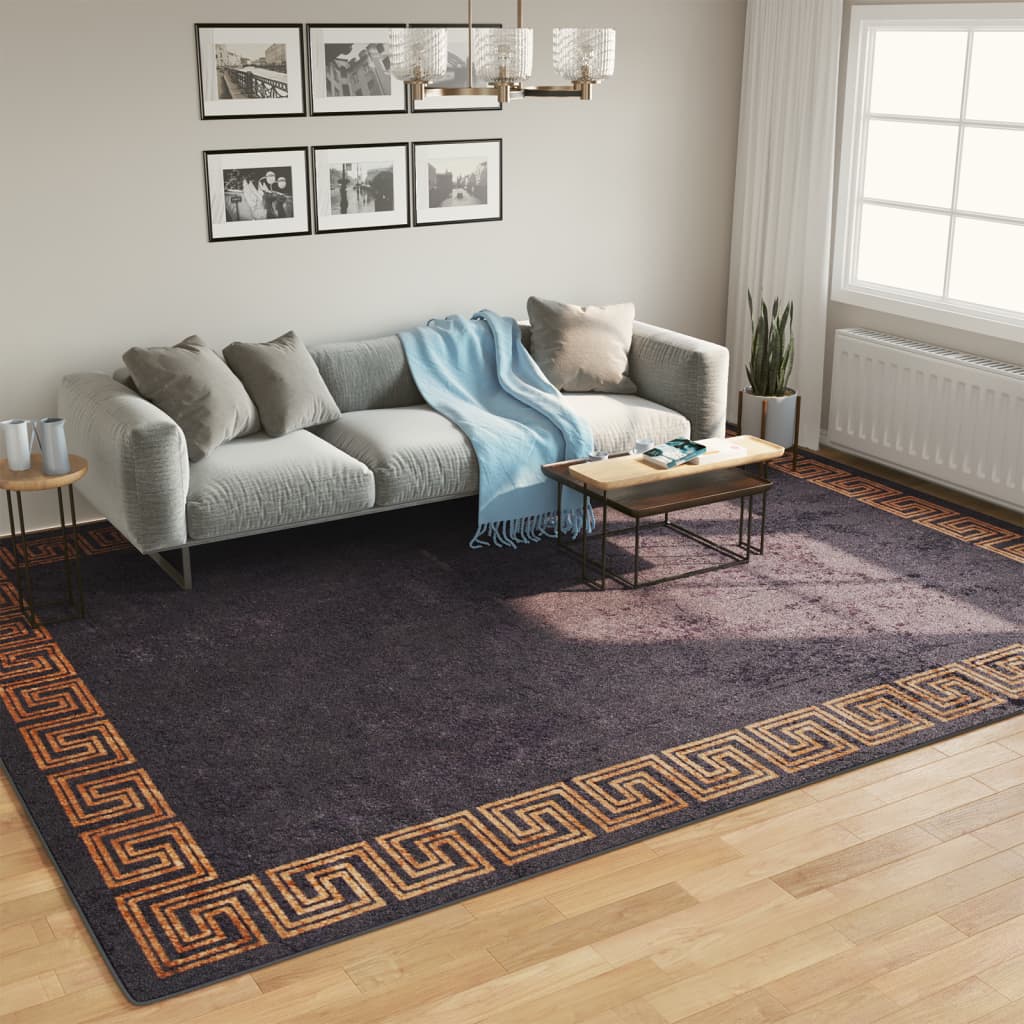 Teppe vaskbart svart og gull 400x300 cm