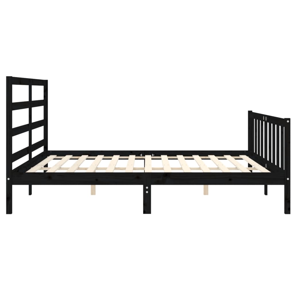 Sengeramme med hodegavl svart 200x200 cm heltre