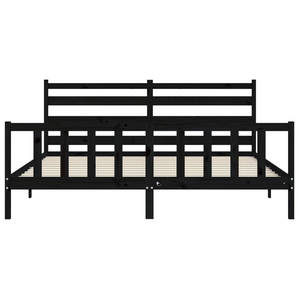 Sengeramme med hodegavl svart 200x200 cm heltre