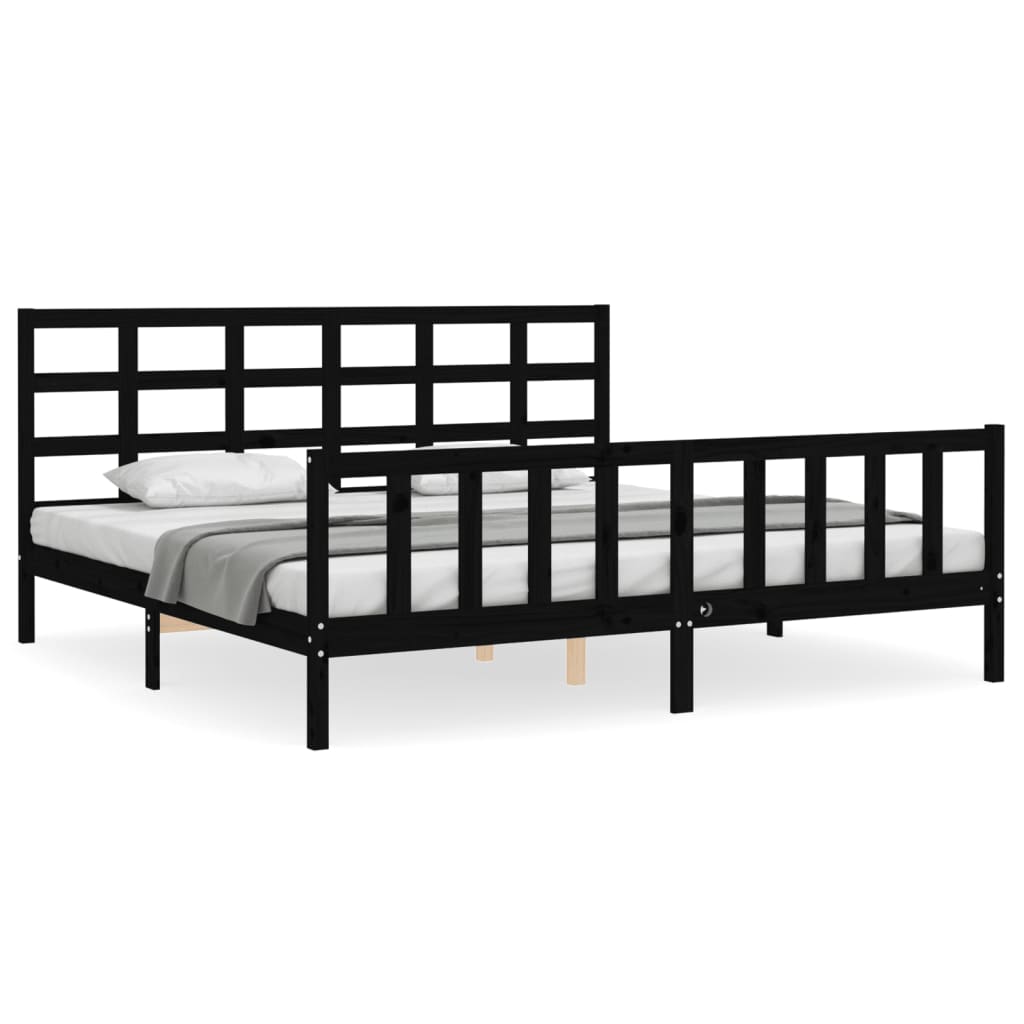 Sengeramme med hodegavl svart 200x200 cm heltre