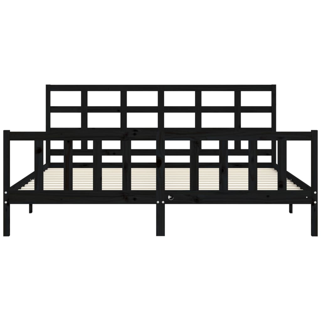 Sengeramme med hodegavl svart 200x200 cm heltre