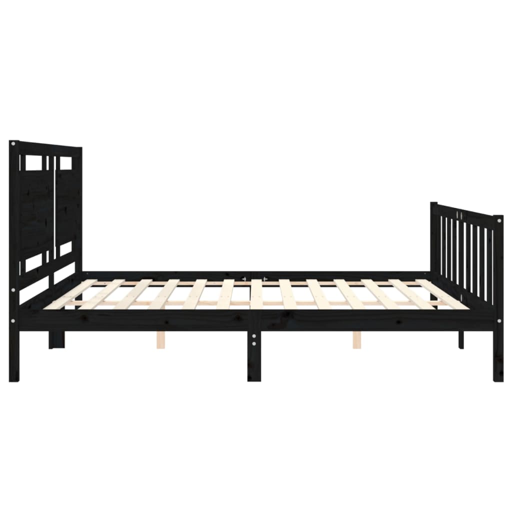 Sengeramme med hodegavl svart 200x200 cm heltre