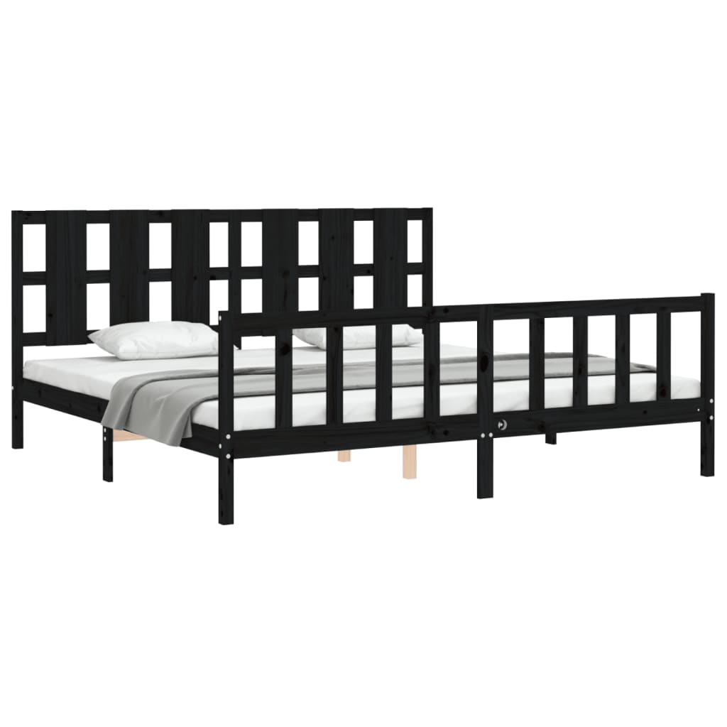 Sengeramme med hodegavl svart 200x200 cm heltre