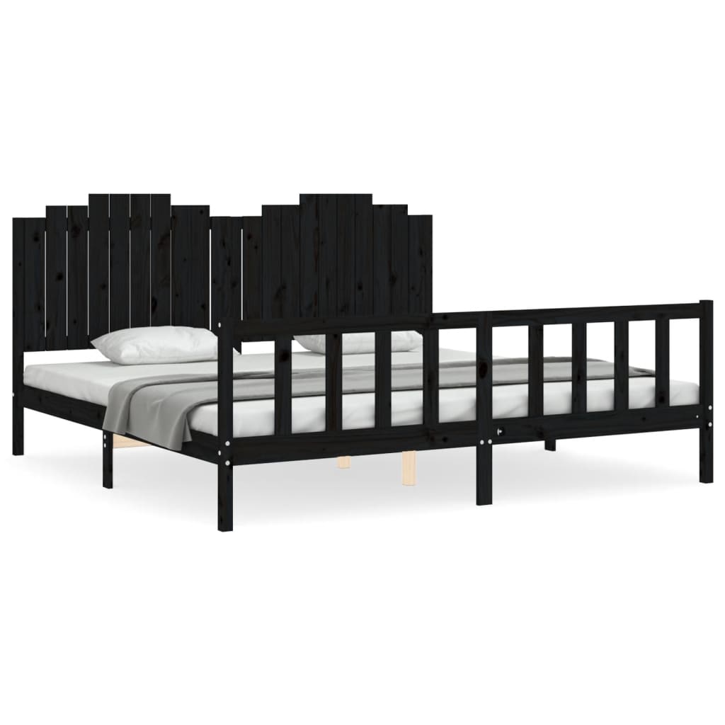 Sengeramme med hodegavl svart 200x200 cm heltre