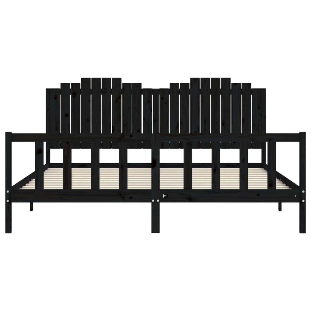 Sengeramme med hodegavl svart 200x200 cm heltre