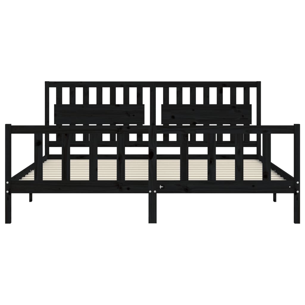 Sengeramme med hodegavl svart 200x200 cm heltre