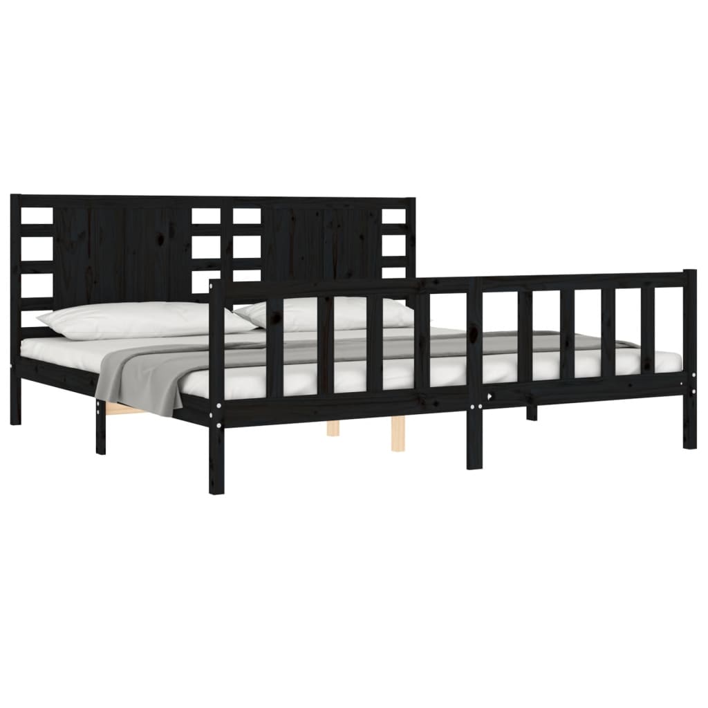 Sengeramme med hodegavl svart 200x200 cm heltre