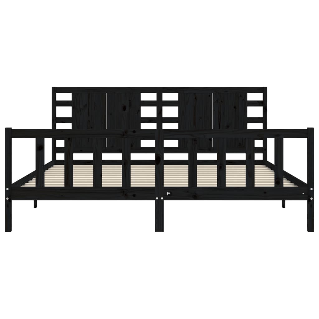 Sengeramme med hodegavl svart 200x200 cm heltre