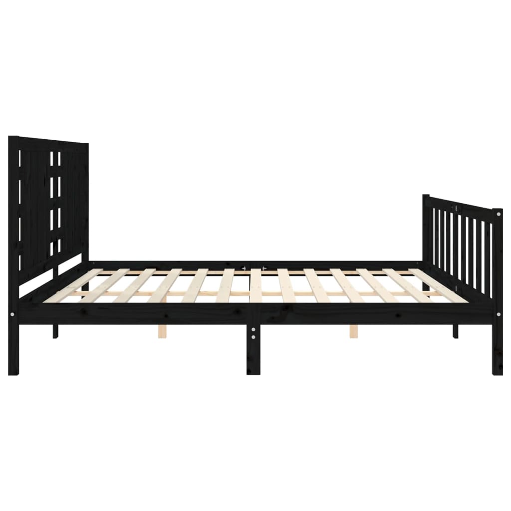 Sengeramme med hodegavl svart 200x200 cm heltre