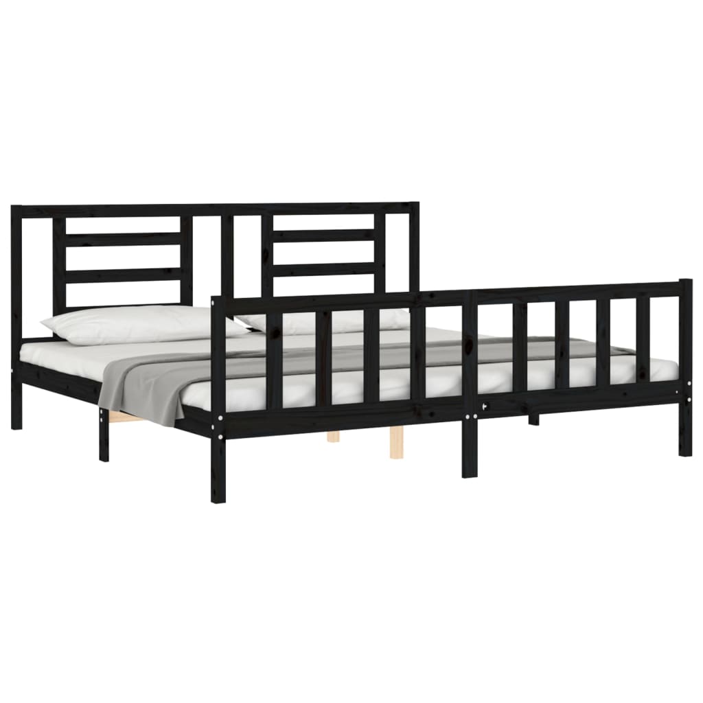 Sengeramme med hodegavl svart 200x200 cm heltre