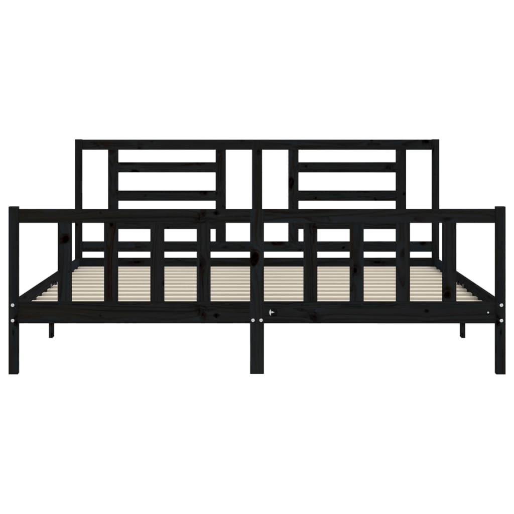 Sengeramme med hodegavl svart 200x200 cm heltre