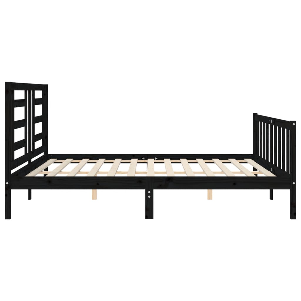 Sengeramme med hodegavl svart 200x200 cm heltre