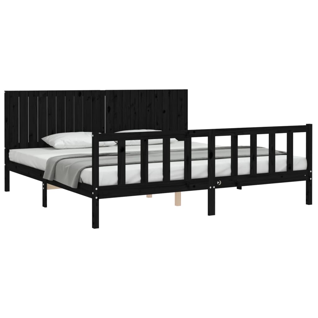Sengeramme med hodegavl svart 200x200 cm heltre