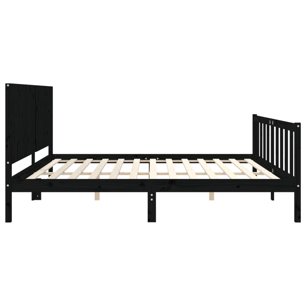 Sengeramme med hodegavl svart 200x200 cm heltre
