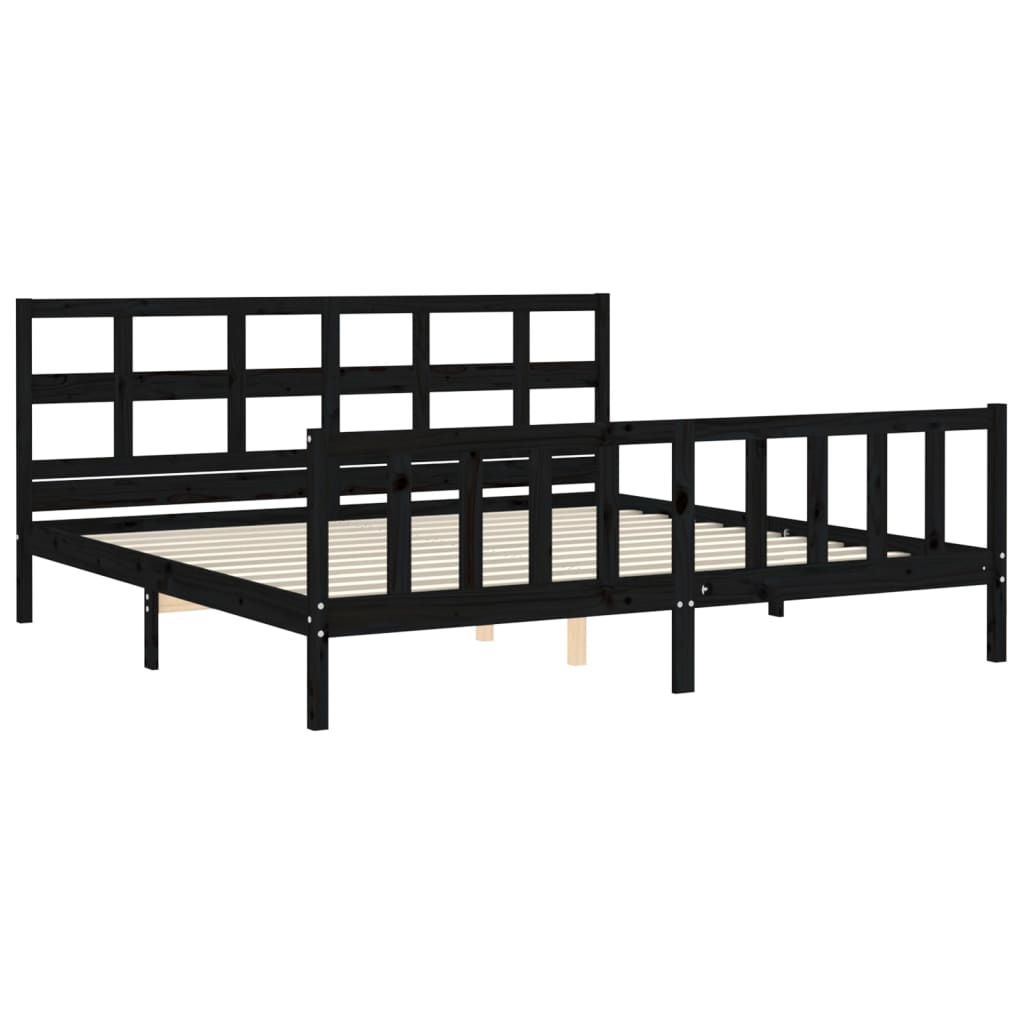 Sengeramme med hodegavl svart 200x200 cm heltre