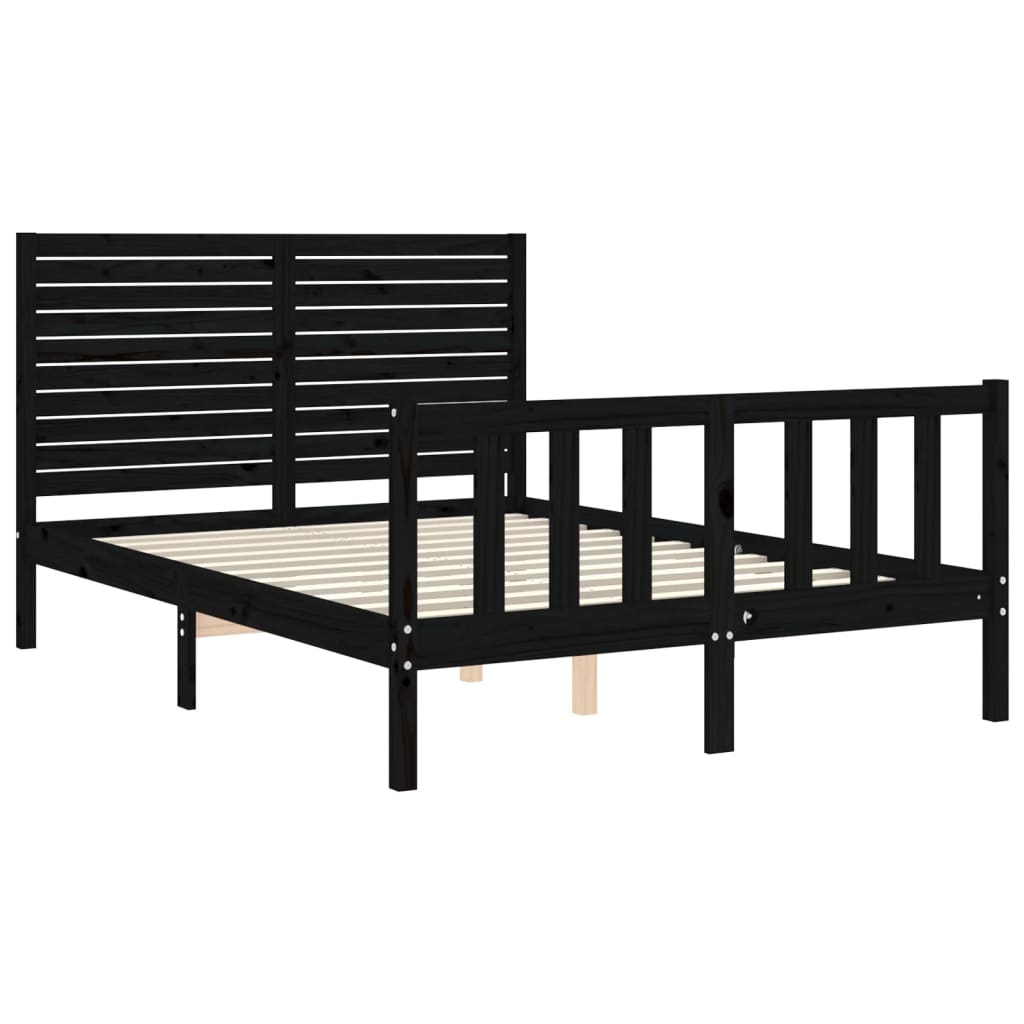 Sengeramme med hodegavl svart double heltre