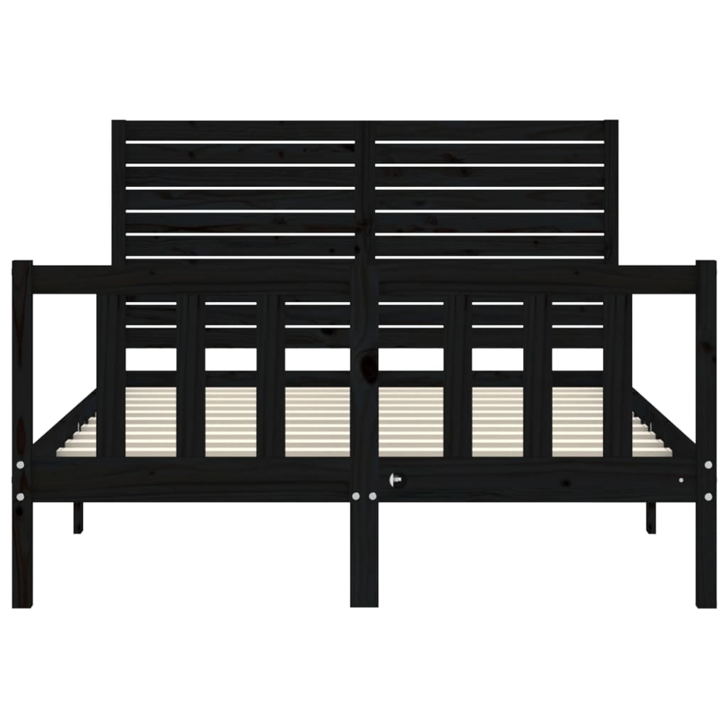 Sengeramme med hodegavl svart double heltre