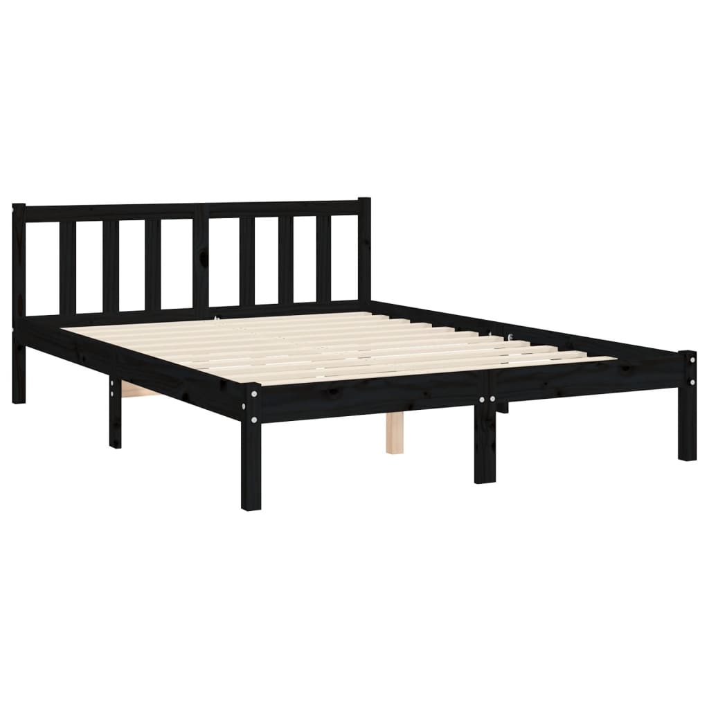 Sengeramme med hodegavl svart double heltre