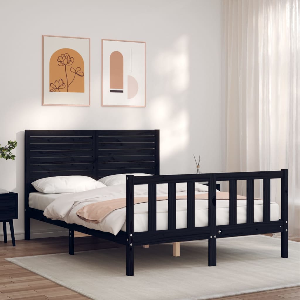 Sengeramme med hodegavl svart double heltre