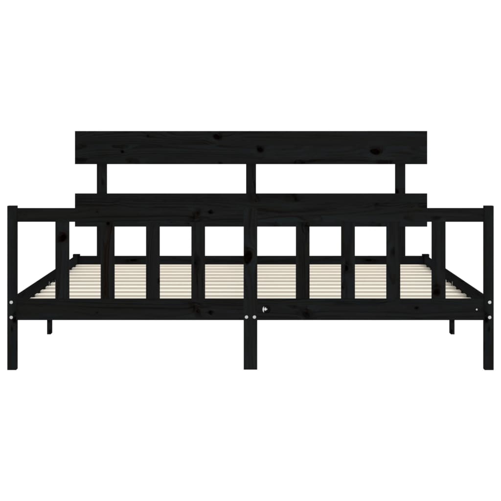 Sengeramme med hodegavl svart 200x200 cm heltre