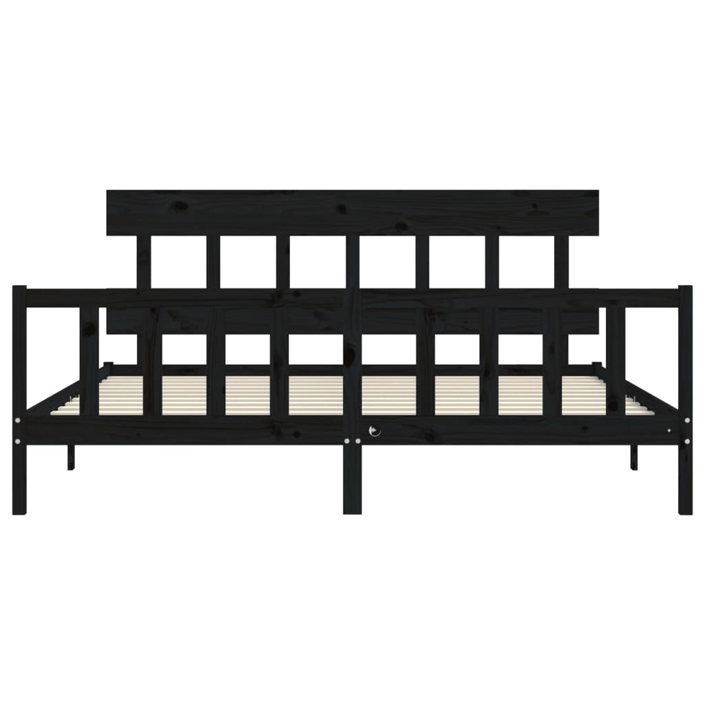 Sengeramme med hodegavl svart 200x200 cm heltre