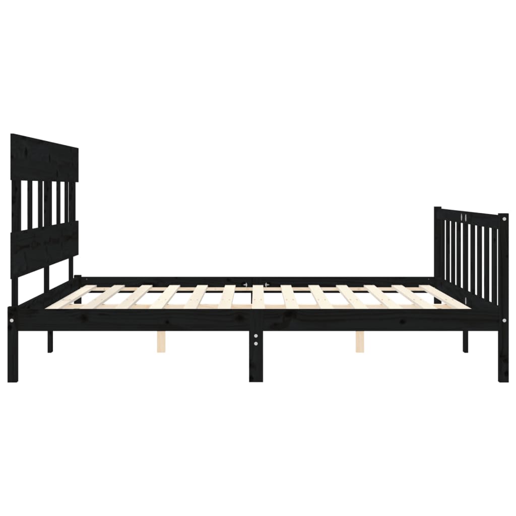 Sengeramme med hodegavl svart 200x200 cm heltre