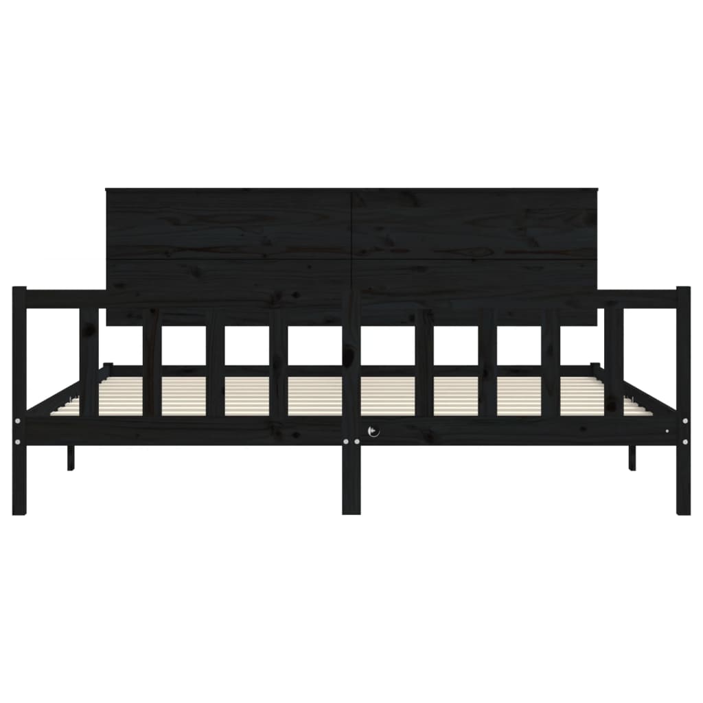Sengeramme med hodegavl svart 200x200 cm heltre