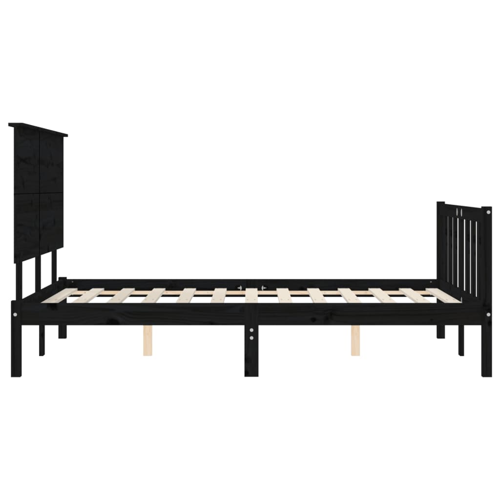 Sengeramme med hodegavl svart 200x200 cm heltre