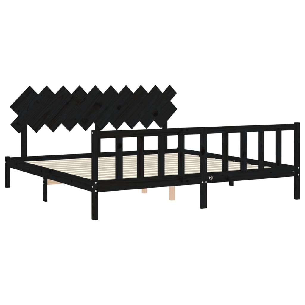 Sengeramme med hodegavl svart 200x200 cm heltre