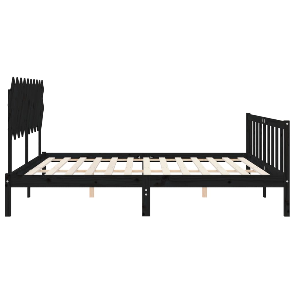 Sengeramme med hodegavl svart 200x200 cm heltre