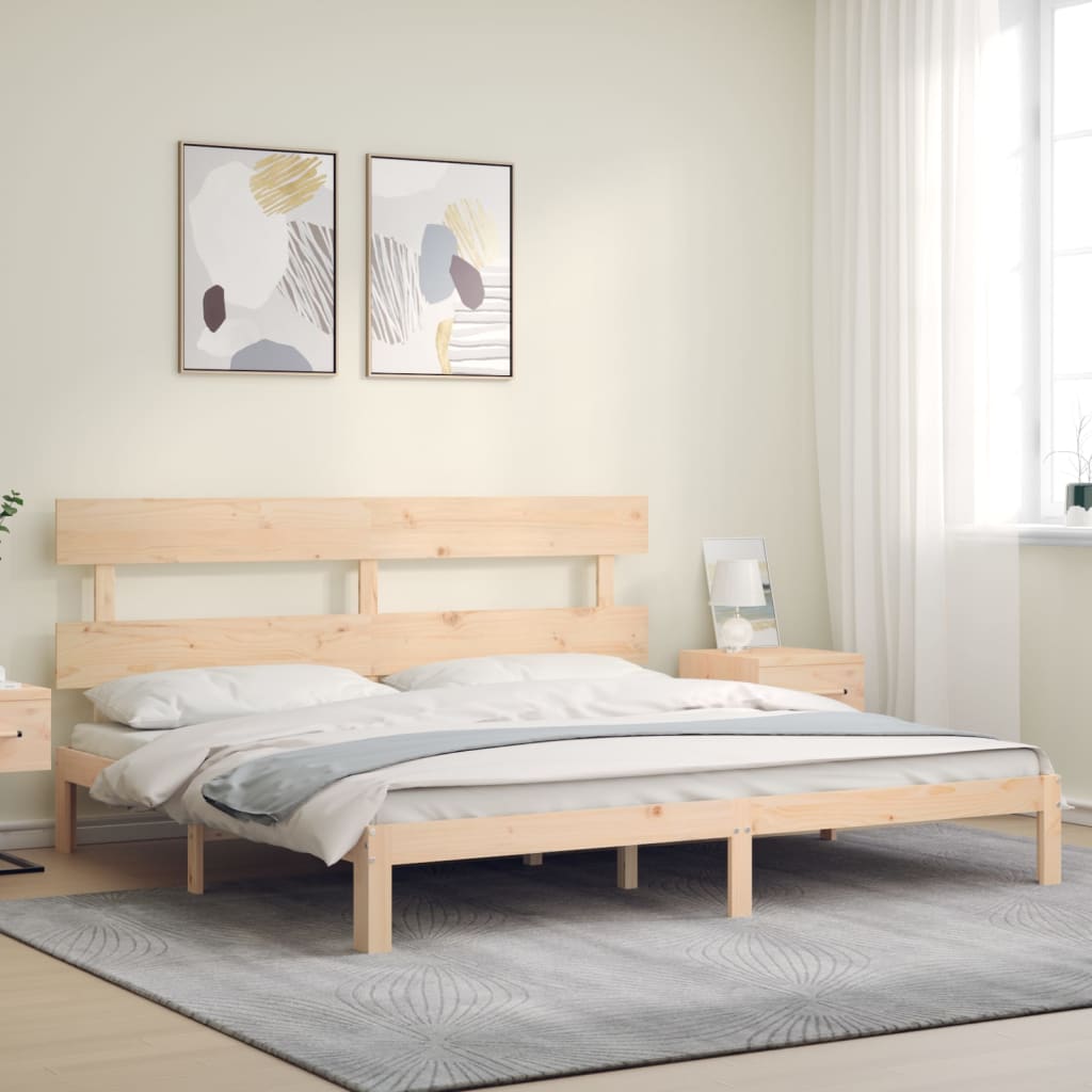 Sengeramme med madrass 200x200 cm heltre furu