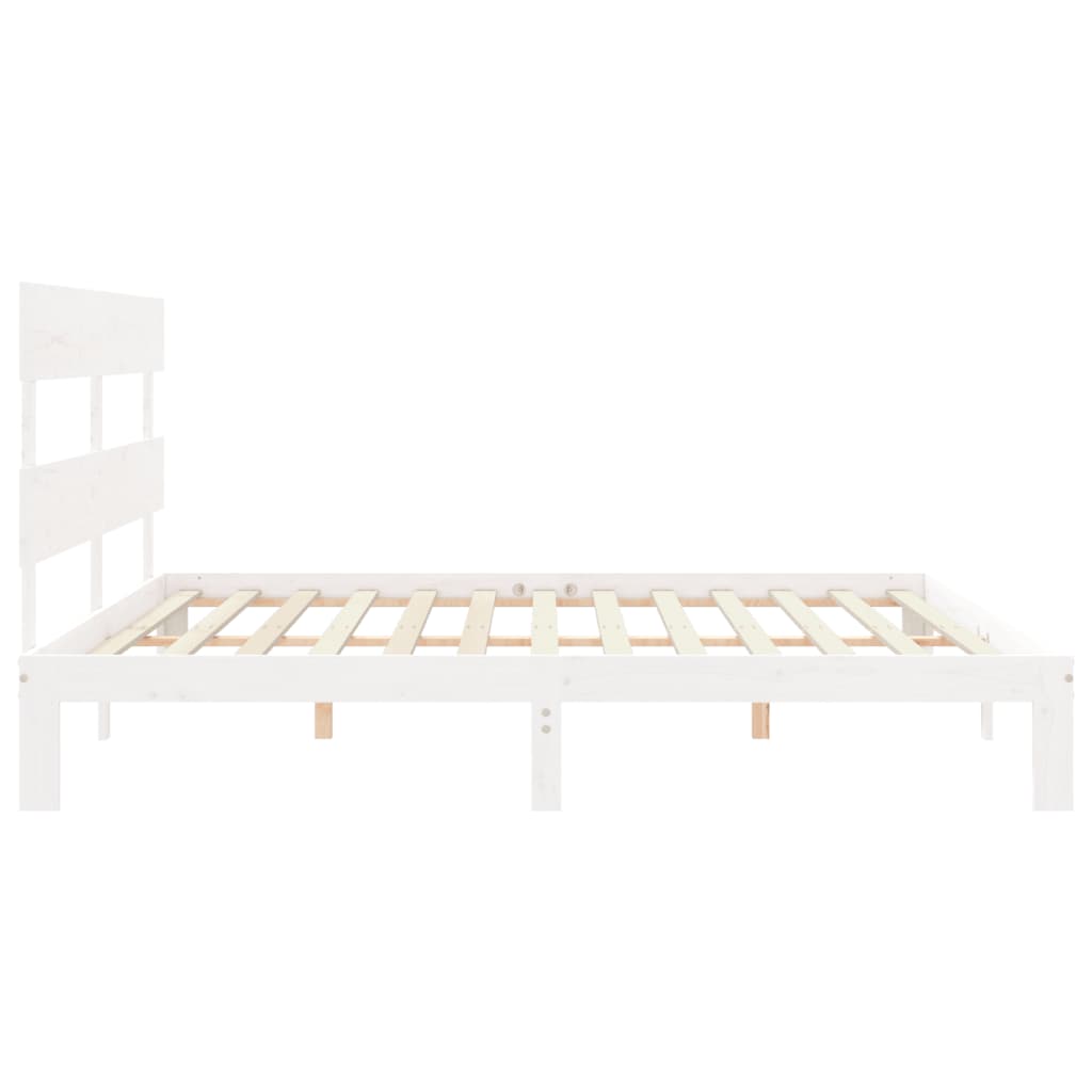 Sengeramme med madrass hvit 200x200 cm heltre furu