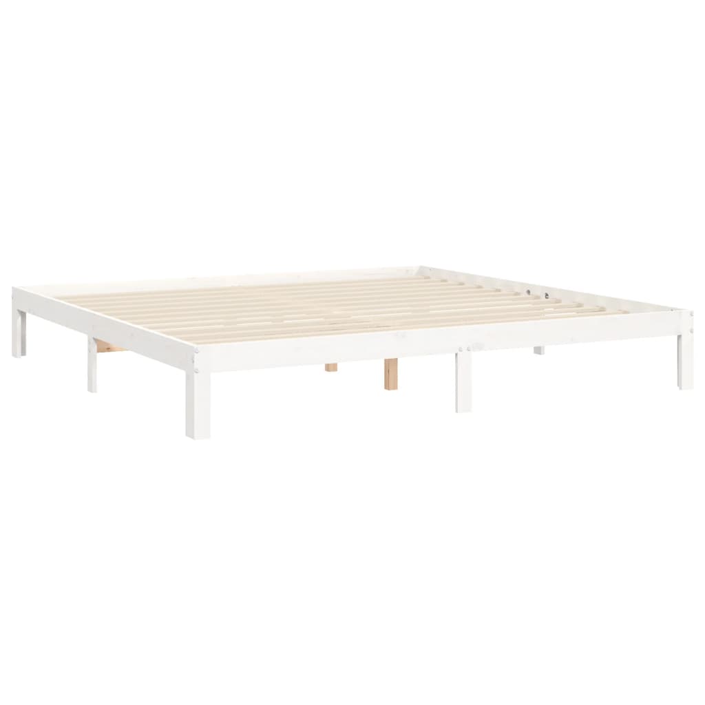 Sengeramme med madrass hvit 200x200 cm heltre furu
