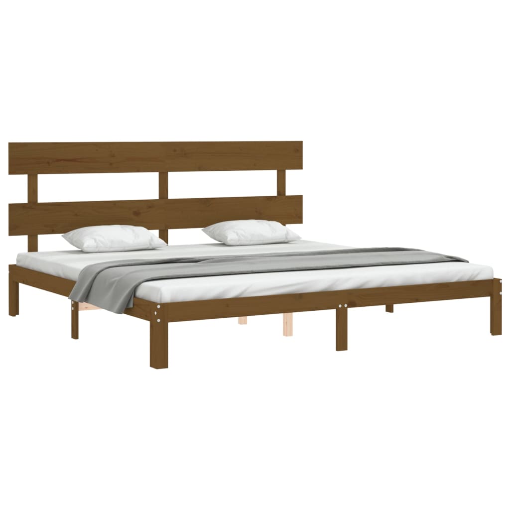 Sengeramme med hodegavl honningbrun 200x200 cm heltre