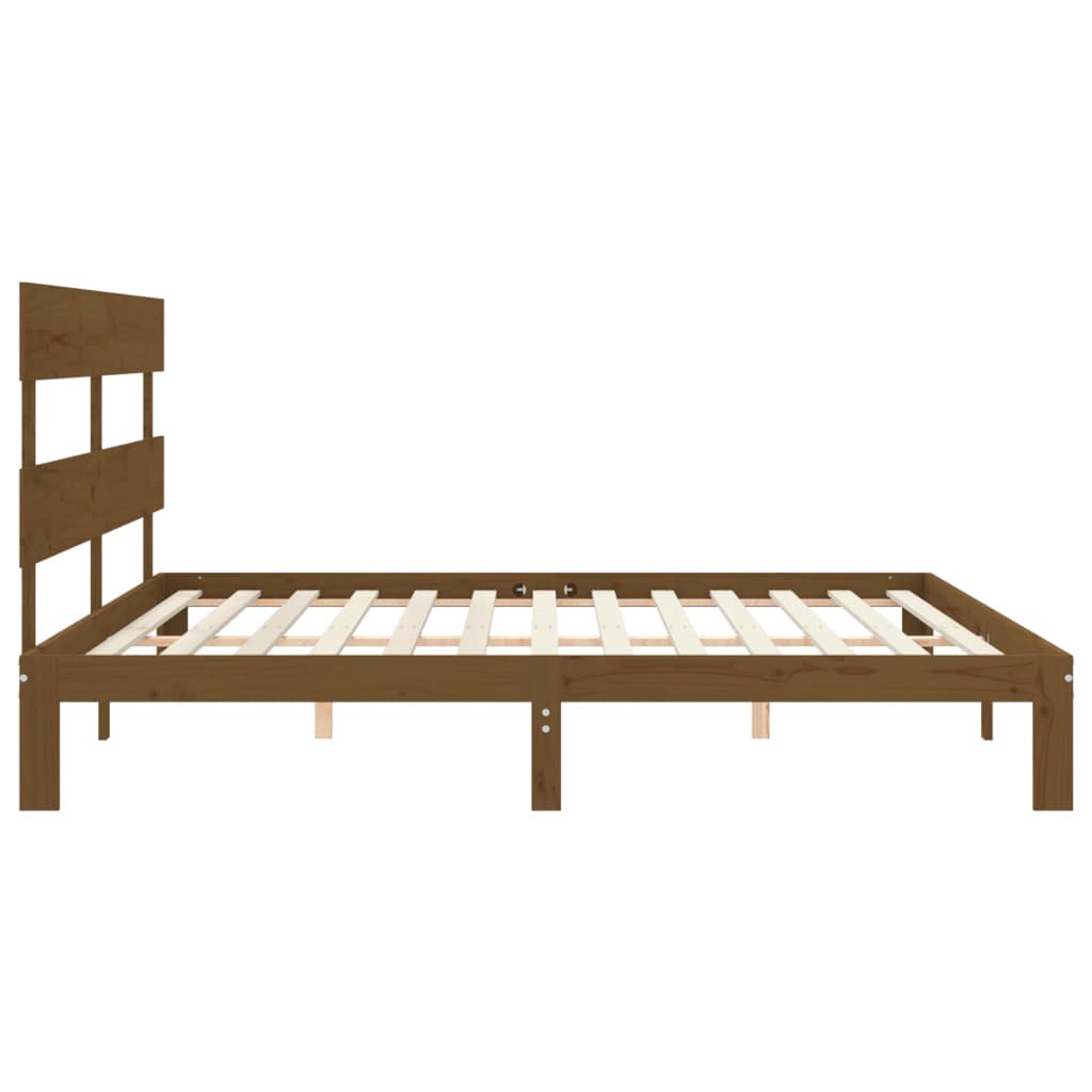 Sengeramme med hodegavl honningbrun 200x200 cm heltre