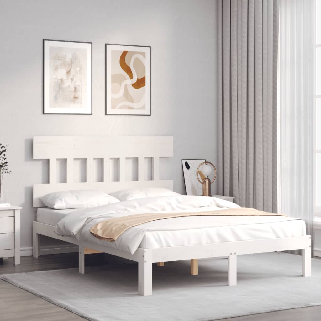 Sengeramme uten madrass hvit 140x190 cm heltre furu