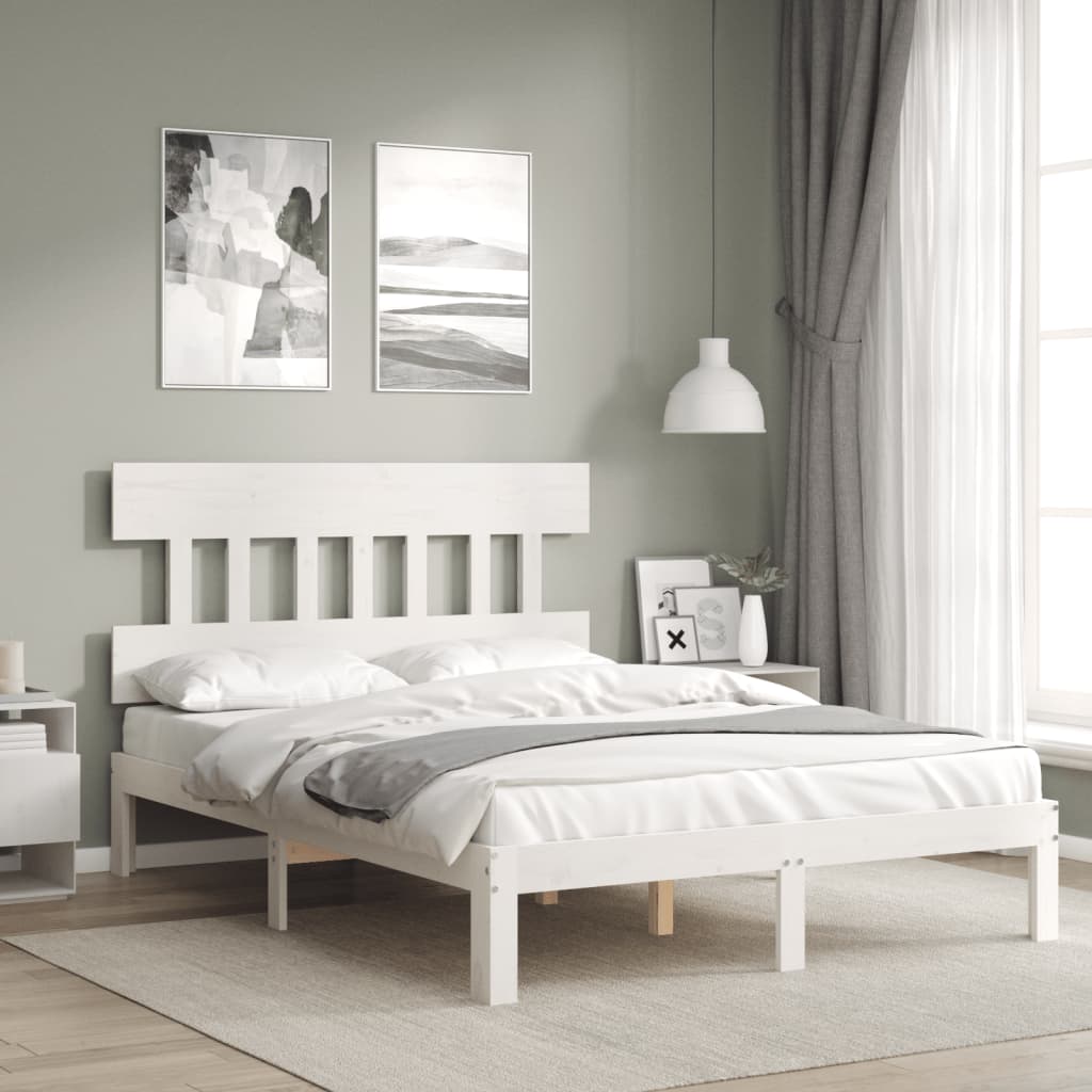 Sengeramme uten madrass hvit 140x190 cm heltre furu