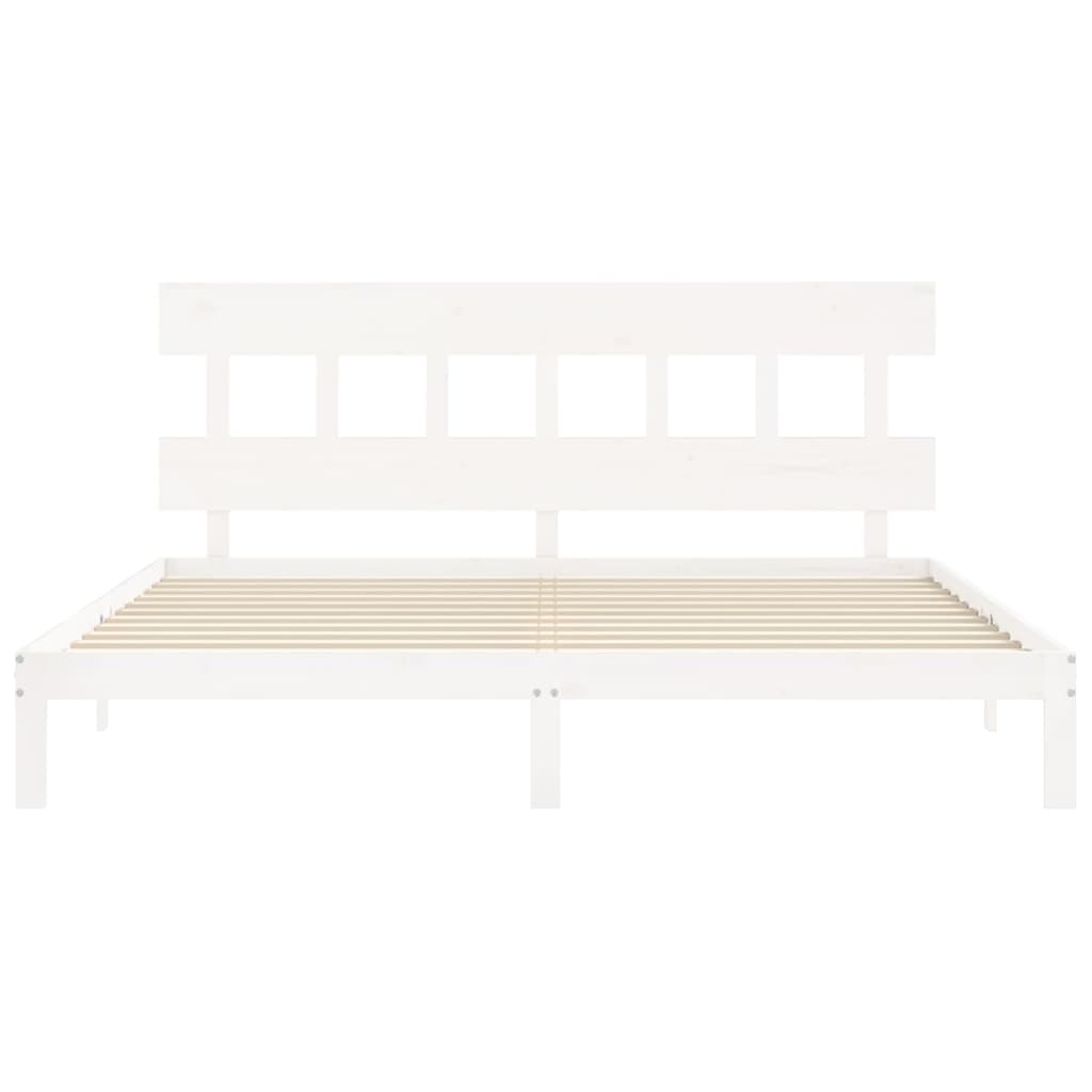 Sengeramme med madrass hvit 200x200 cm heltre furu