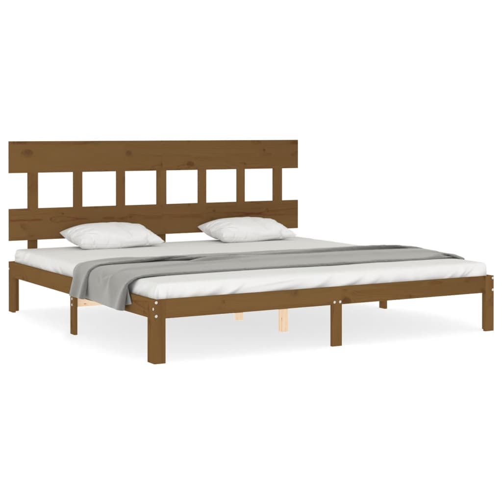 Sengeramme med hodegavl honningbrun 200x200 cm heltre