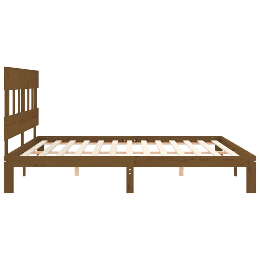 Sengeramme med hodegavl honningbrun 200x200 cm heltre