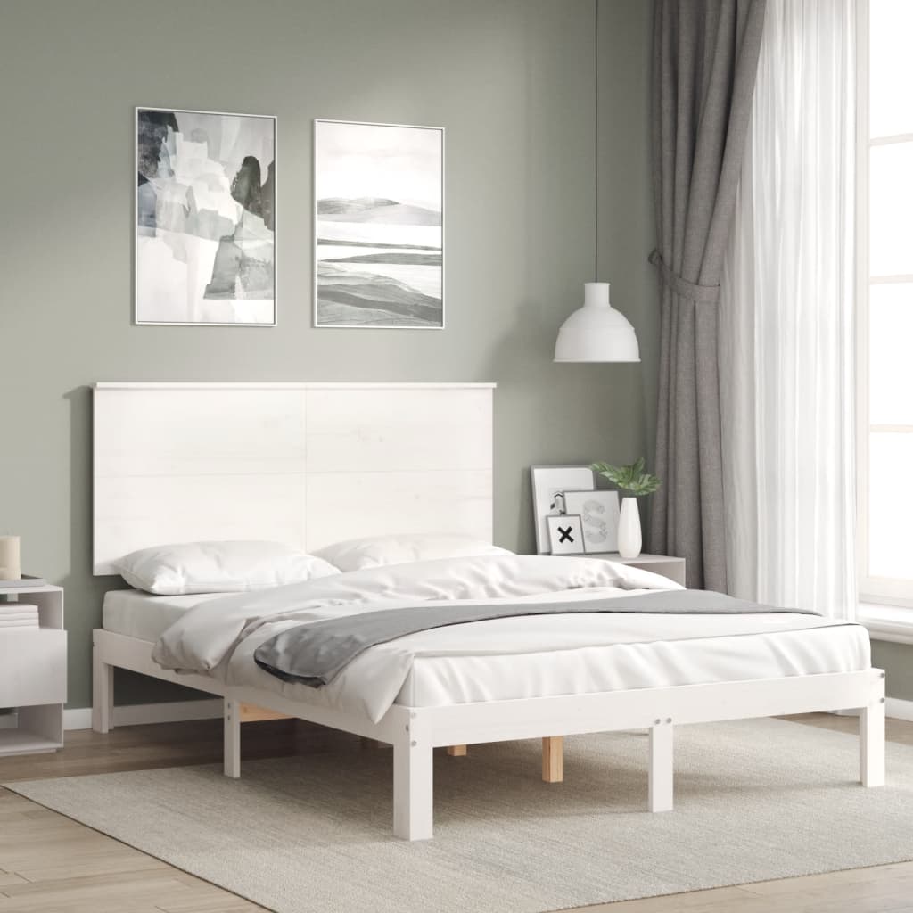 Sengeramme uten madrass hvit 140x190 cm heltre furu