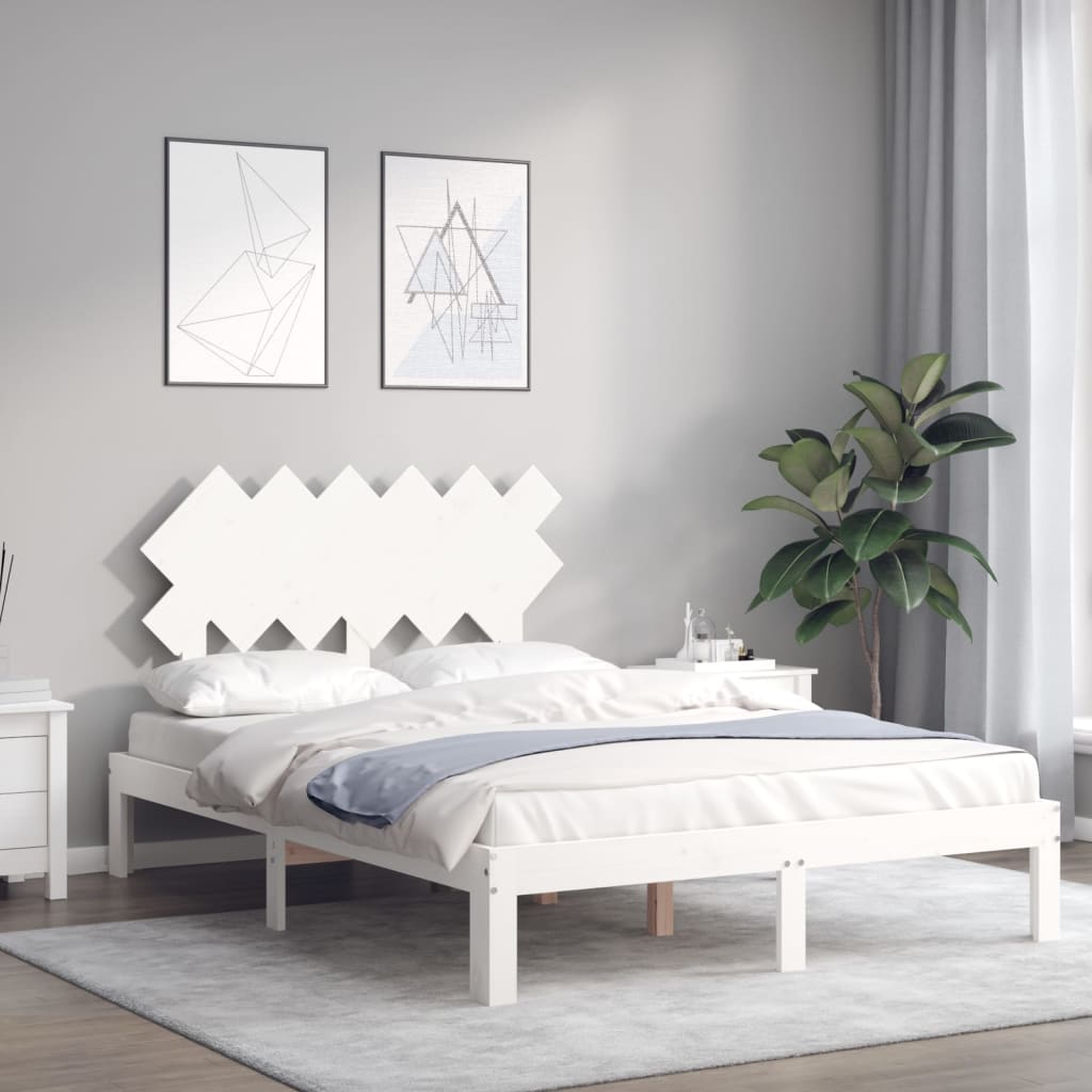 Sengeramme med hodegavl hvit double heltre