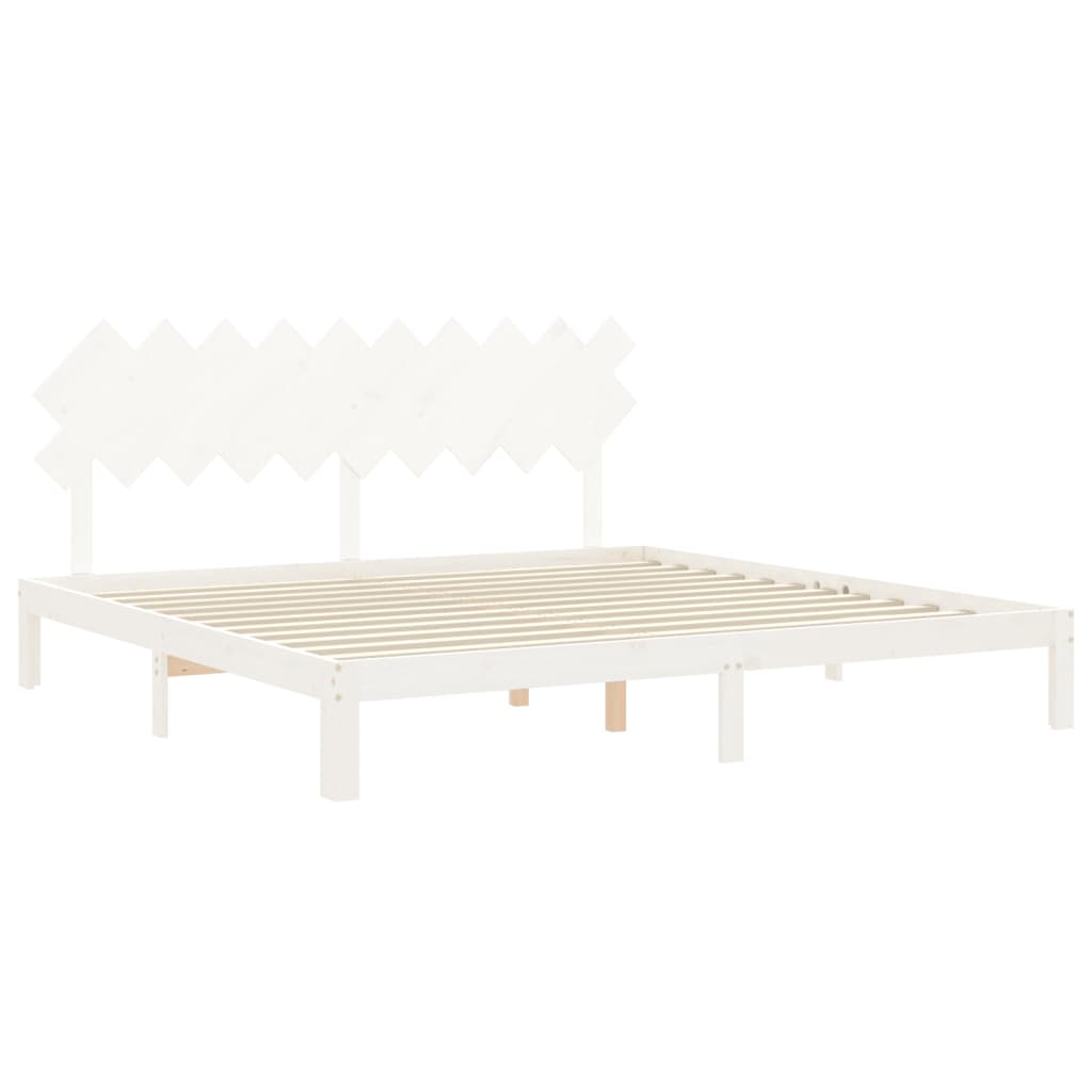 Sengeramme med madrass hvit 200x200 cm heltre furu