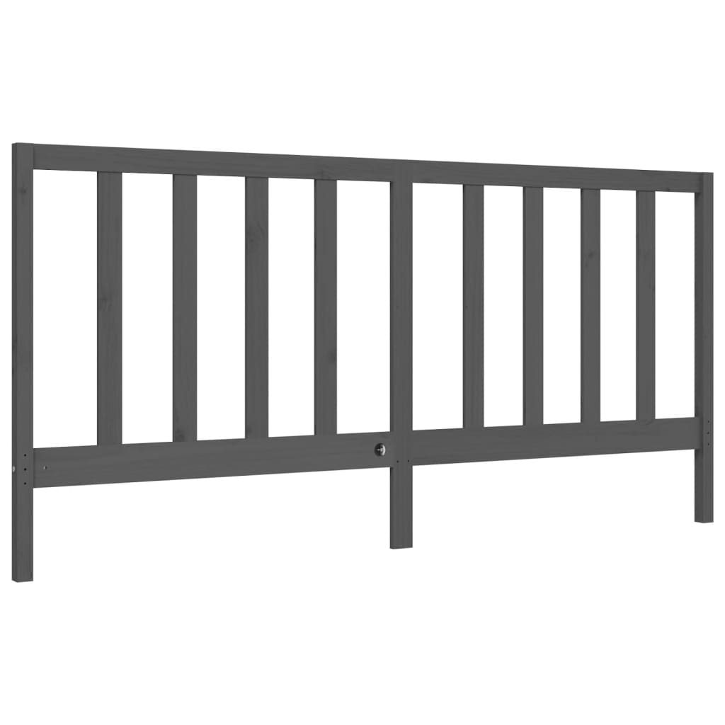 Sengeramme med hodegavl grå 200x200 cm heltre